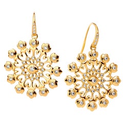 Syna Yellow Gold Earrings with Champagne Diamonds
