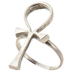 1970s Elongated Sterling Silver Men's or Woman's Ankh Ring