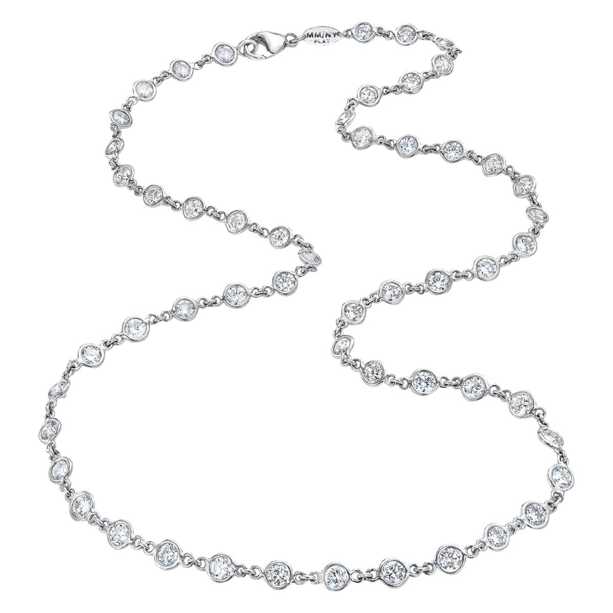 Mindi Mond 11 Carat Round Brilliant Bezel Set Diamonds by Yard Platinum Necklace