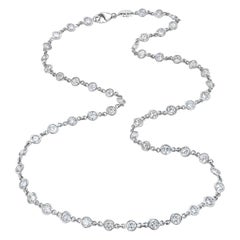 Platinum 11 Carat Bezel Set Diamonds by Yard Necklace