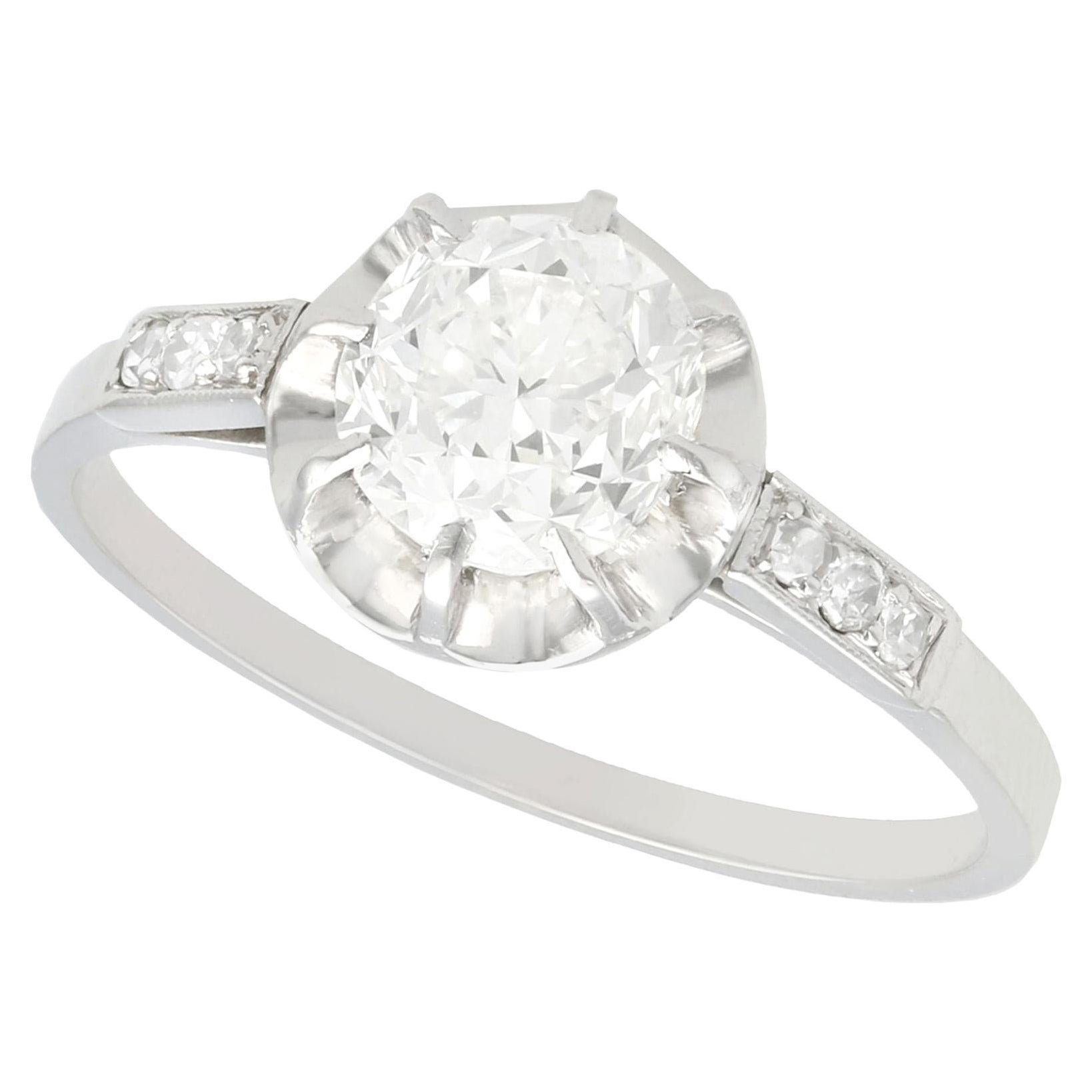 Anillo de compromiso solitario de platino y diamante de 1,22 quilates Antique French