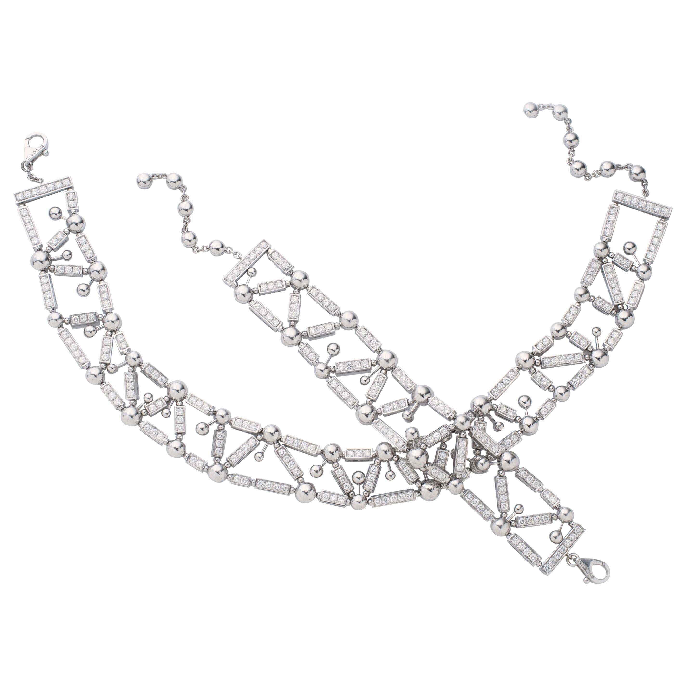Bvlgari Fireworks Collection Diamond Choker Necklace and Bracelet in 18kw Gold