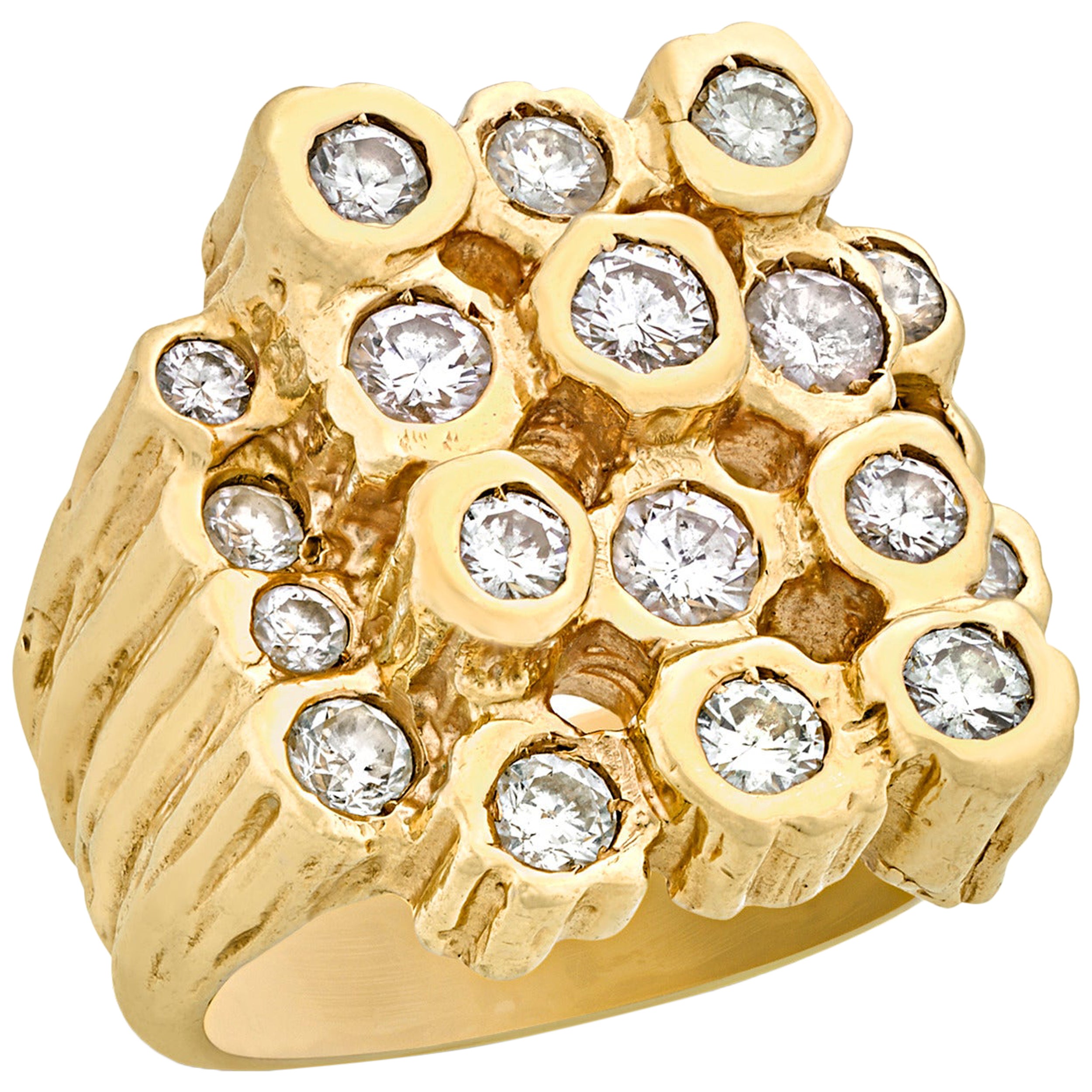 Elvis' Gold and Diamond Nugget Ring at 1stDibs