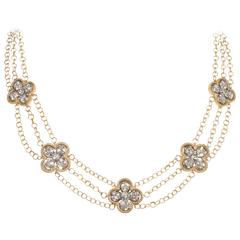 Diamond Gold Quatrefoil Necklace