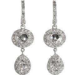 Diamond platinum Drop Earrings