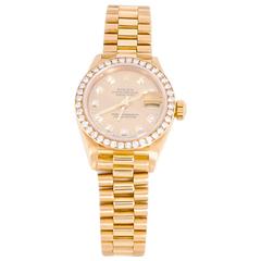 Rolex Damen Gelbgold Date Just Presidential Armbanduhr Ref 69178/2G