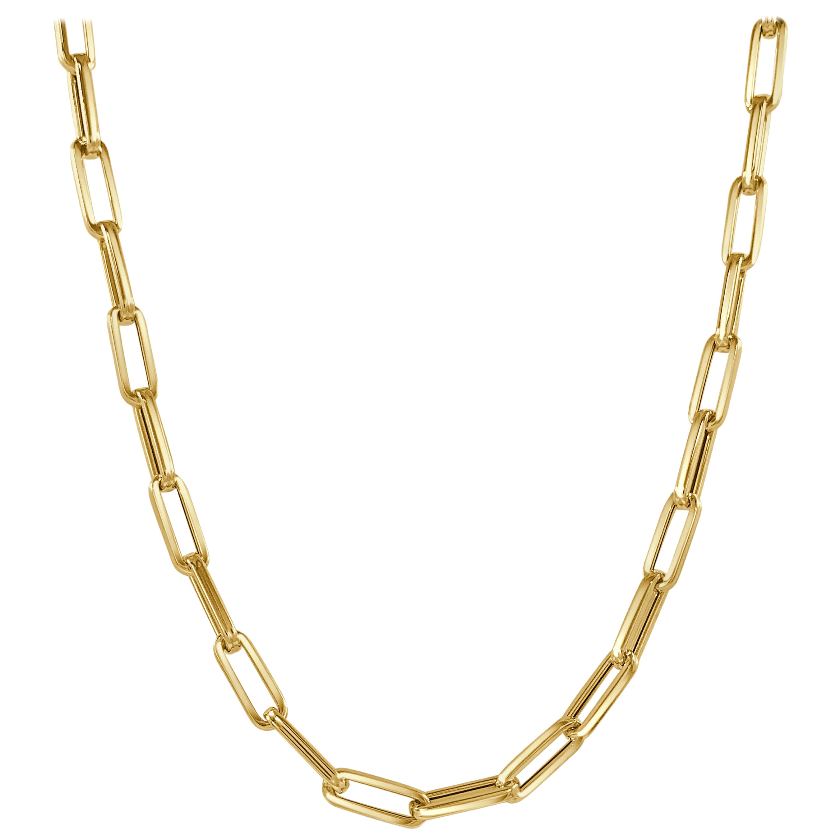 24 inch - Italian 14 Karat Yellow Gold Small Paperclip Chain Necklace