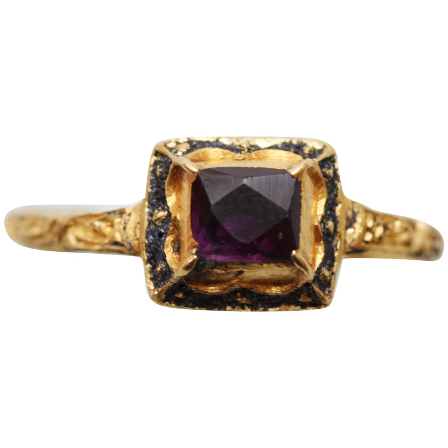 Gold and Amethyst Renaissance Ring