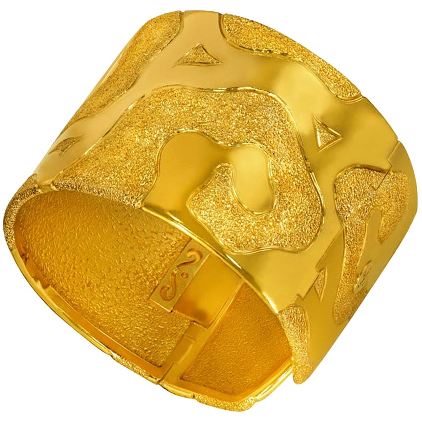 Alex Soldier Gold HandTextured Bangle Bracelet One of a Kind For Sale