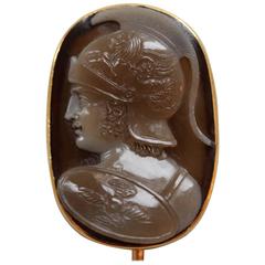 Antique Magnificent Agate gold Cameo of Mars