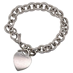 Tiffany & Co. Sterling Silver Dog Chain Link Bracelet & Heart Pendant