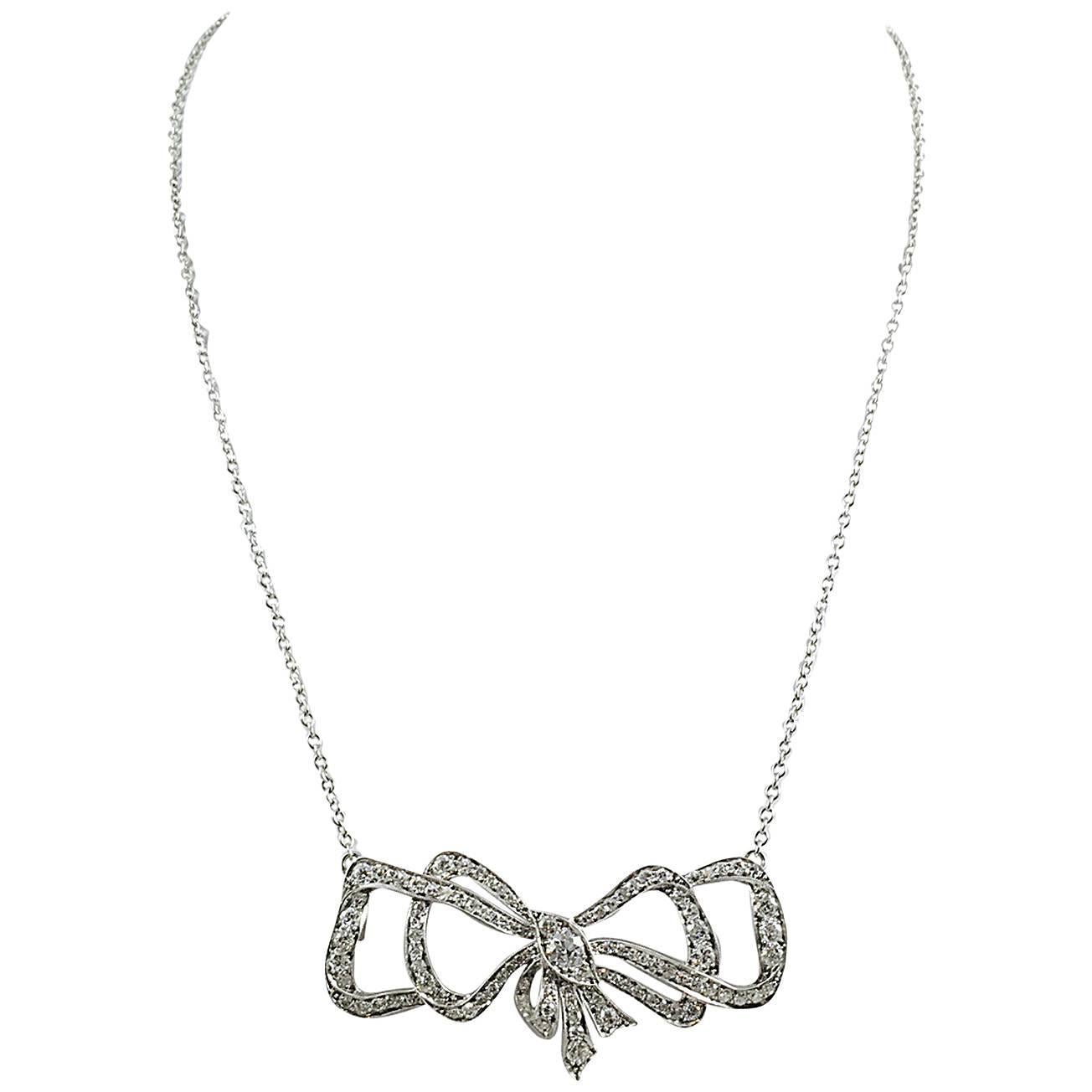 Diamond Platinum Bow Choker For Sale