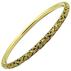 Gold Floral Filigree Bangle Bracelet