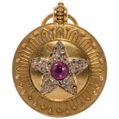 Burmese Ruby diamond Gold Locket