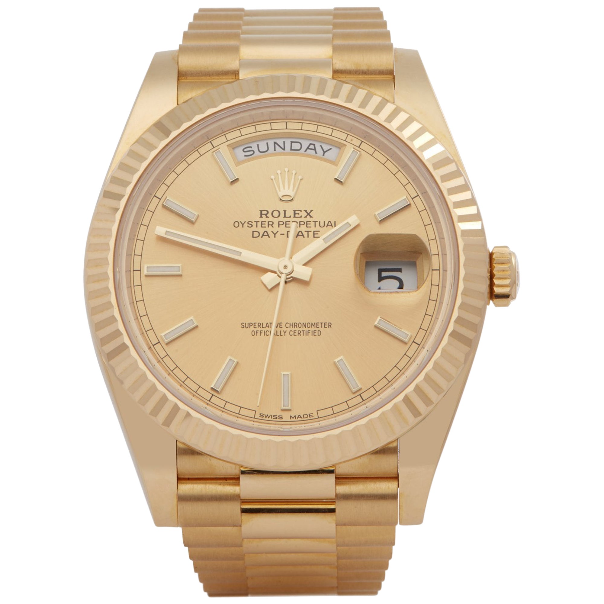 Rolex Day-Date 228238 18 Karat Yellow Gold Champagne Dial Automatic Men ...