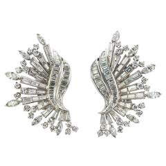 1960s Diamond Platinum Wing Shaped Earrings