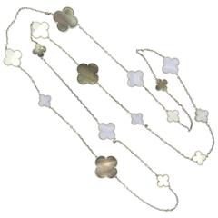 Van Cleef & Arpels Magic Alhambra Gold Mother of Pearl 16 Motifs Long Necklace