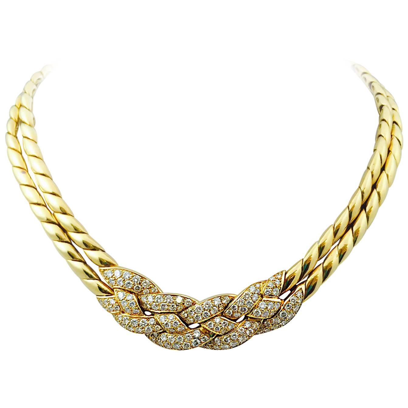 Van Cleef & Arpels Diamond Gold Choker Necklace For Sale