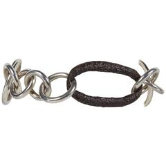 Jean Grisoni Sterling Silver Link Bracelet with Oxydised Steel Oval Link