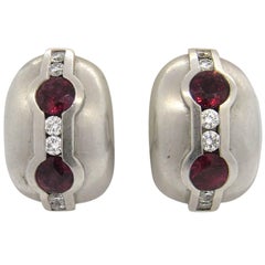 Kieselstein Cord Platinum Ruby Diamond Earrings 