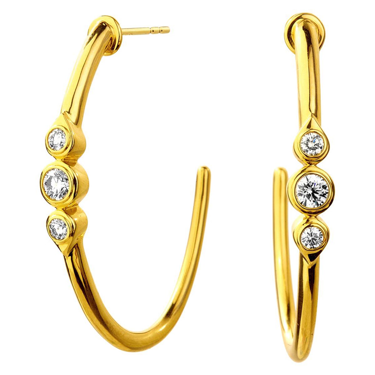Syna Yellow Gold Earrings with Champagne Diamonds For Sale