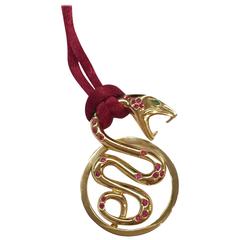 Boucheron ruby emerald gold snake pendant