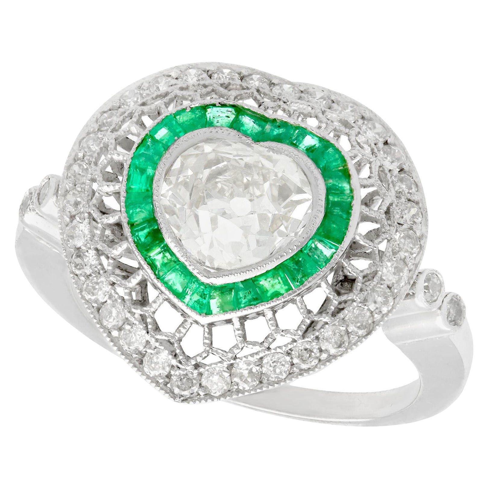 Emerald and 2.62 Carat Diamond Platinum Cocktail Ring