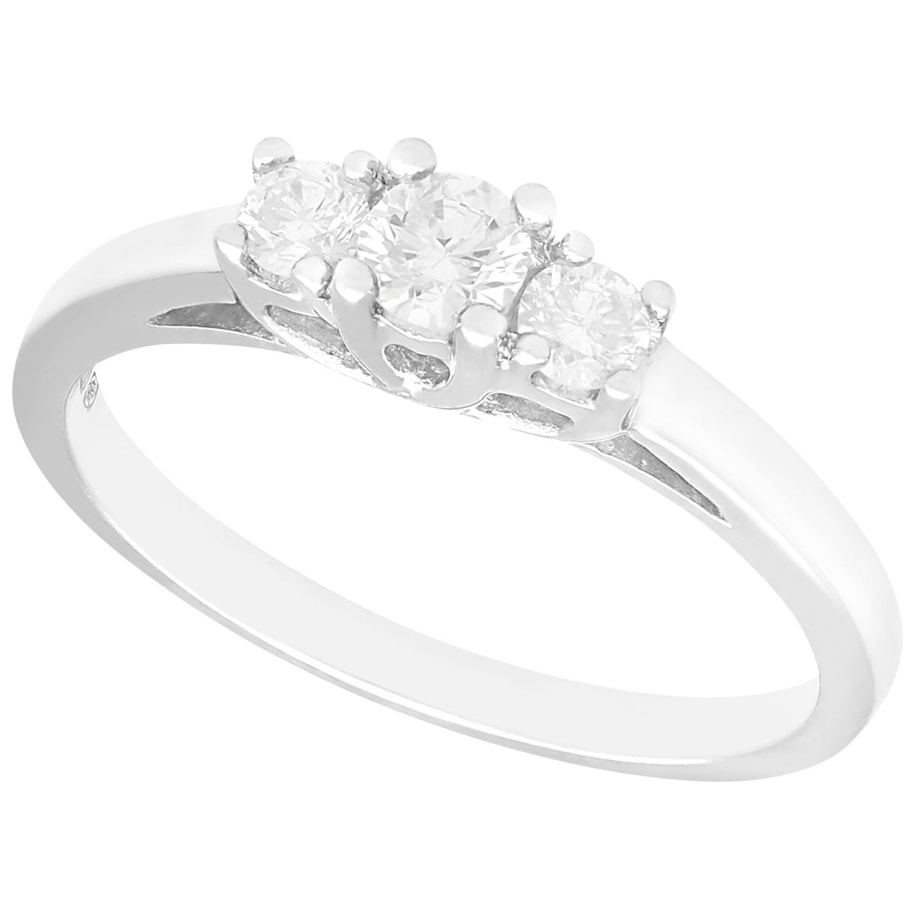 21ct Century Diamond and White Gold Trilogy Engagement Ring For Sale