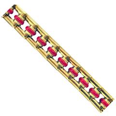 1930s Art Deco Enamel Gold Bracelet