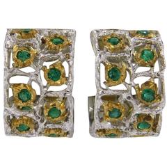 Buccellati Roselline Emerald Gold Hoop Earrings 7