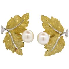 Buccellati Orecchini Pearl Gold Leaf Earrings 