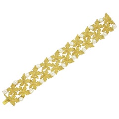 Buccellati Pearl Gold Leaf Motif Bracelet 