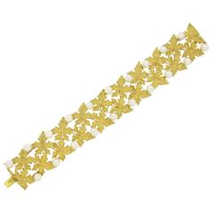 Buccellati Pearl Gold Leaf Motif Bracelet 9