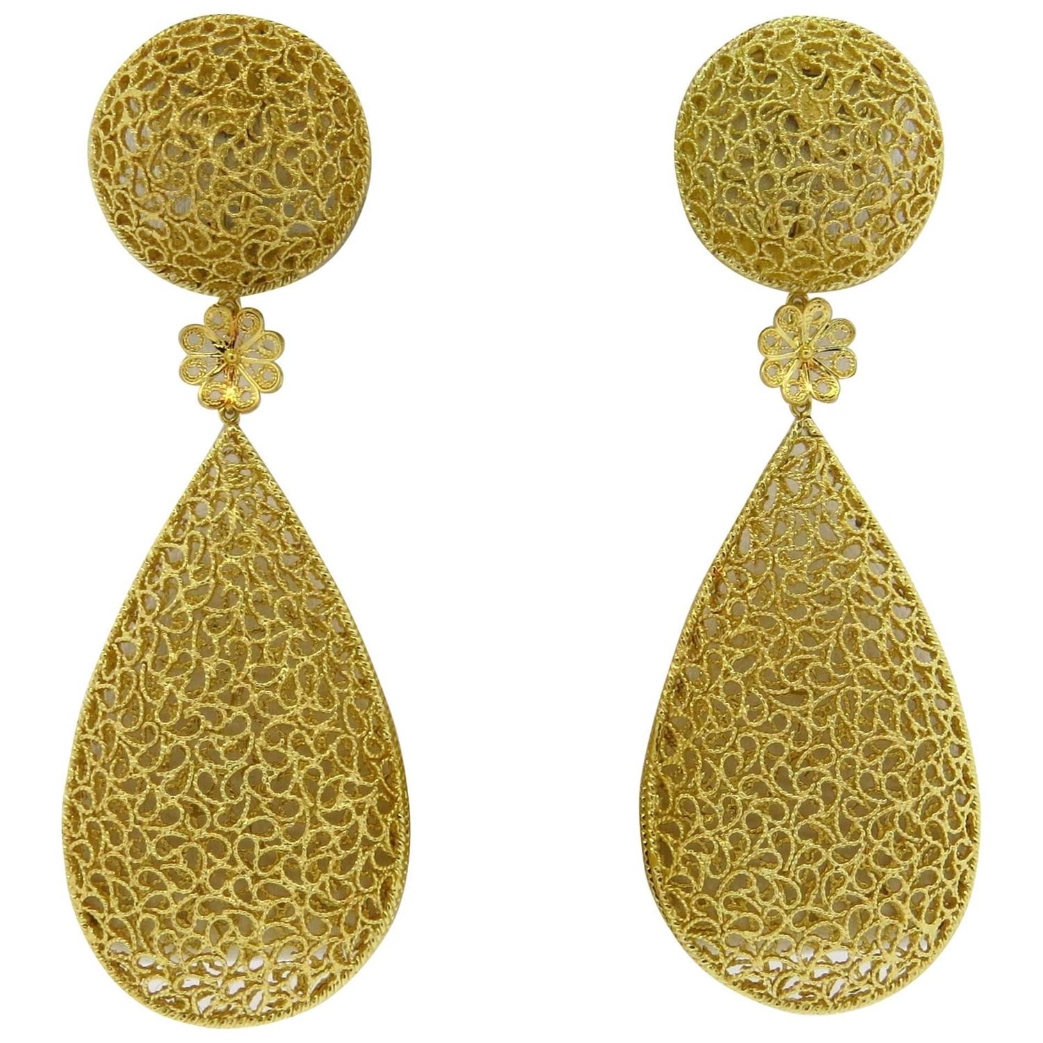 Impressive Buccellati Filidoro Gold Long Drop Earrings At 1stdibs