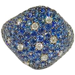 Jona Sapphire Diamond Pavé Gold Signet Ring 2