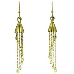 Briolette Diamond Gold Chandelier Dangle Earrings