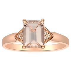 Bague en or rose 14 carats avec Morganite véritable de 1,36 carat et diamants