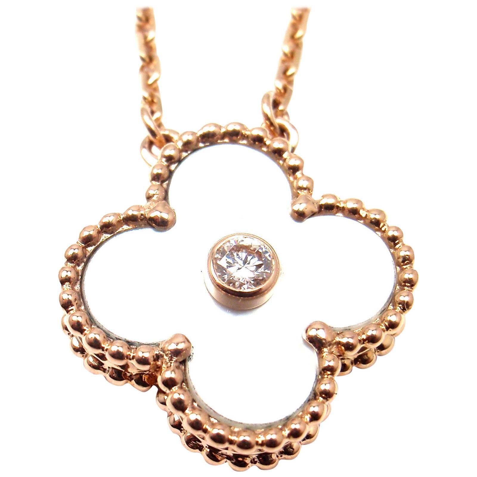 Van Cleef & Arpels Ltd Ed Alhambra Diamant Perlmutt Gold Halskette