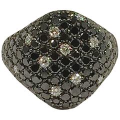 Jona Black Diamond Pavé White Gold Signet Ring 6