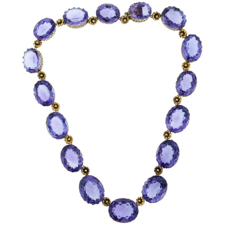 Regal Antique Amethyst gold Necklace at 1stDibs