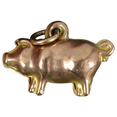Awesome 9 Carat Rose Gold Pig Piglet Charm