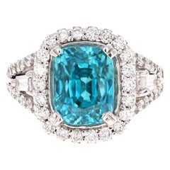 8.85 Carat Blue Zircon Diamond 14 Karat White Gold Engagement Ring