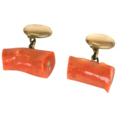 Antique Victorian Coral Branch Gold Cufflinks