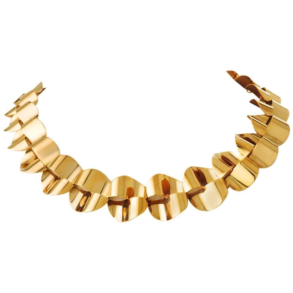 Modernist Gold Necklace by Menrad Burch