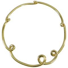 1990 Angela Cummings Gold Swirl Necklace 