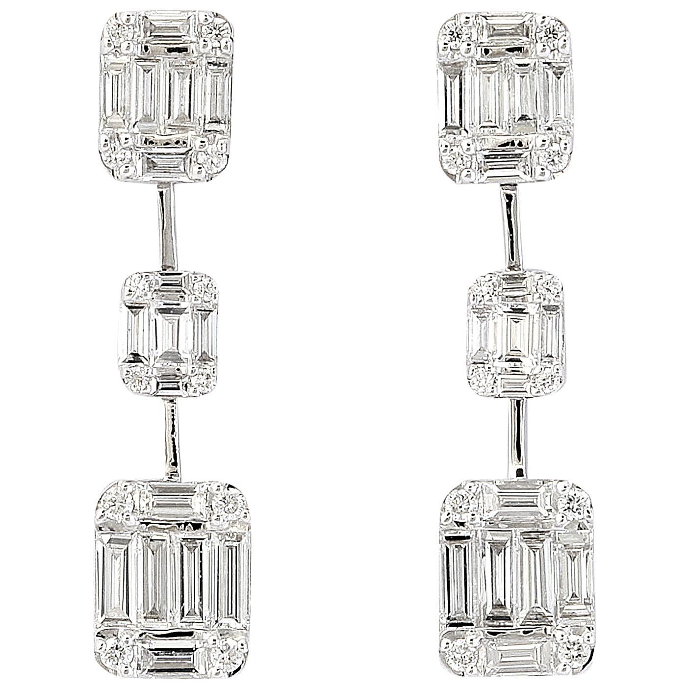 Baguette Diamond Gold Earrings