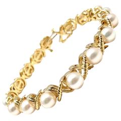 Tiffany & Co. Pearl Gold X Bracelet