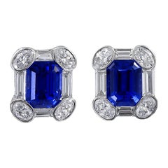 Spectra Fine Jewelry AGL Certified Sapphire Diamond Platinum Earrings