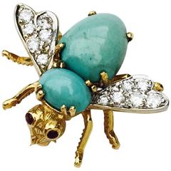 Herbert Rosenthal Gold Turquoise Diamond Insect
