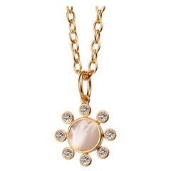 Syna Yellow Gold Mother of Pearl Pendant with Diamonds